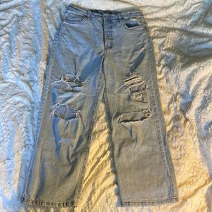 highest waisted button-up straight jeans